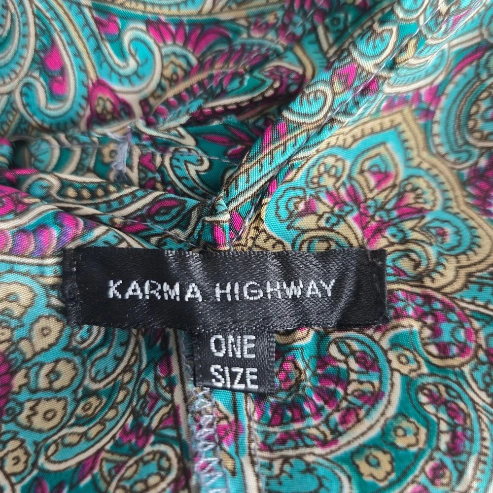 Karma Highway‎ Jumpsuit Woman One Size Paisley Print 100% Viscose Boho Festival - Picture 4 of 11